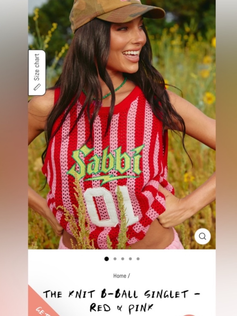 Sabbi ~ THE KNIT B-BALL SINGLET - RED & PINK - Picture 7 of 7